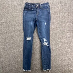 Universal Thread Womens Mid Rise Jegging Dark Wash Distressed Ripped Jeans 2/26R